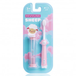 Детская зубная щетка Revyline Sheep 3+ с песочными часами, розовая